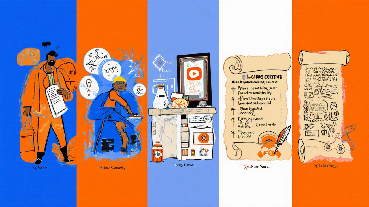 Collage of five channel themes with Patreon symbols and crossed‑out ads.